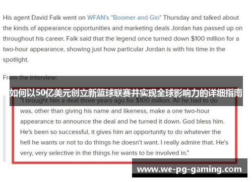如何以50亿美元创立新篮球联赛并实现全球影响力的详细指南